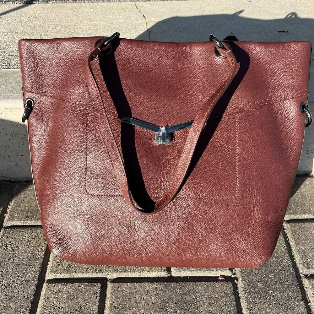 Botkier Valentina Tote Malbec New York‎ Leather Handbag NWT Large Turnlock $298